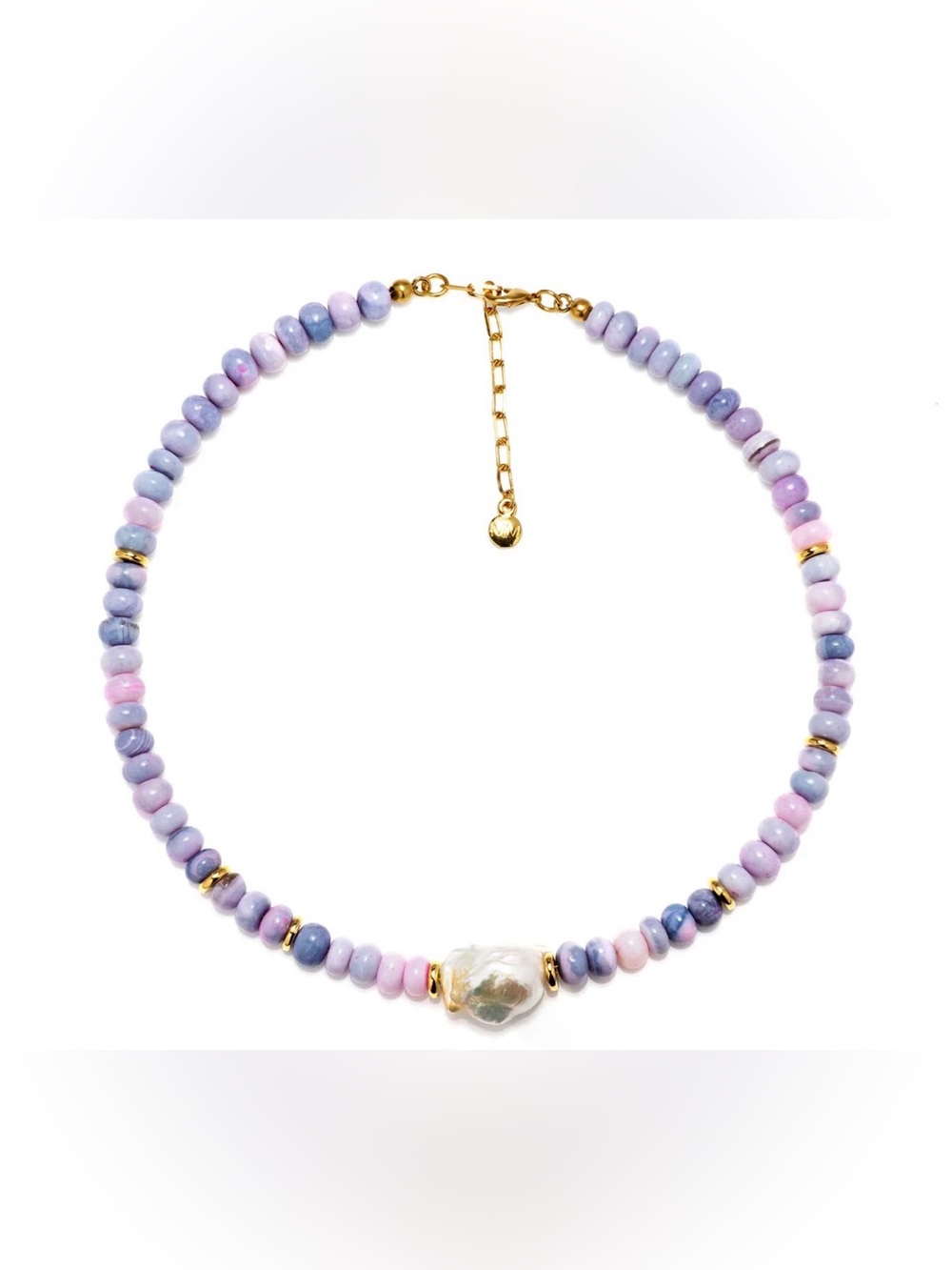 Mayamar Gorgeous Purple Opal Beaded Baroque Pearl Necklace, 16”, 9mm stones